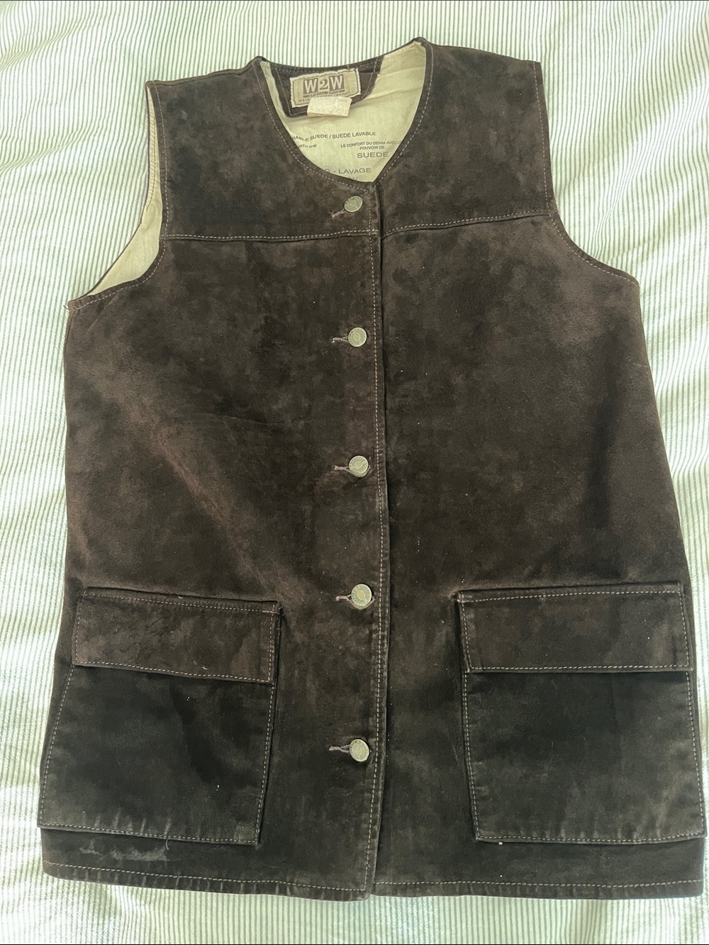 Vintage 90s chestnut brown suede vest
